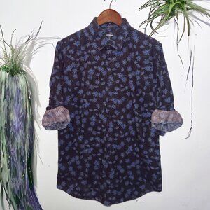 Express ★ Men's Casual Button-Up Dress Shirt ★ Budapest Gothic Floral Print